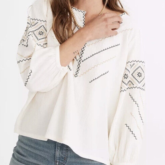 Madewell peasant top with embroidery detail size Small - Picture 1 of 5